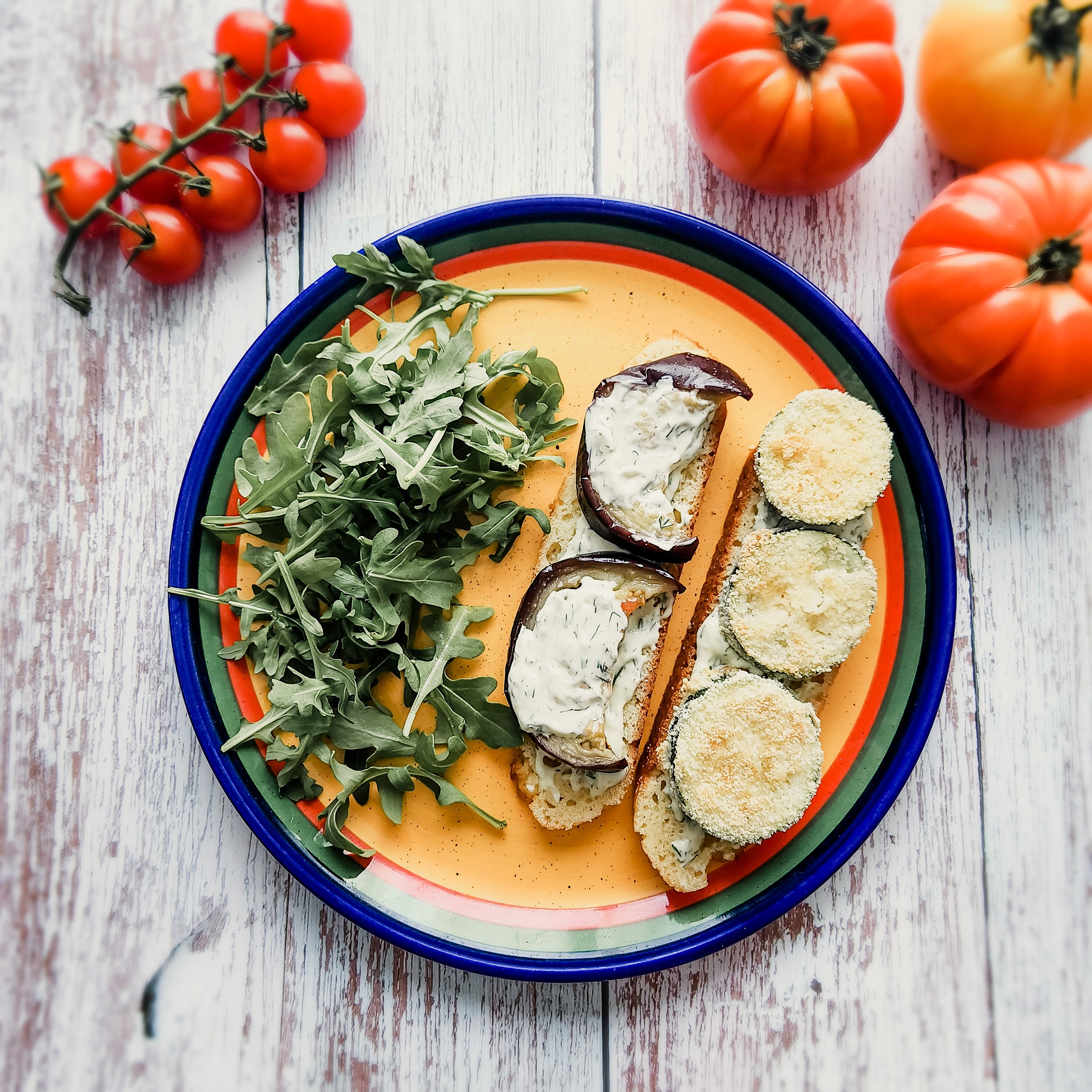 Crispy Zucchini & Eggplant Sandwich, GF, Low Carb