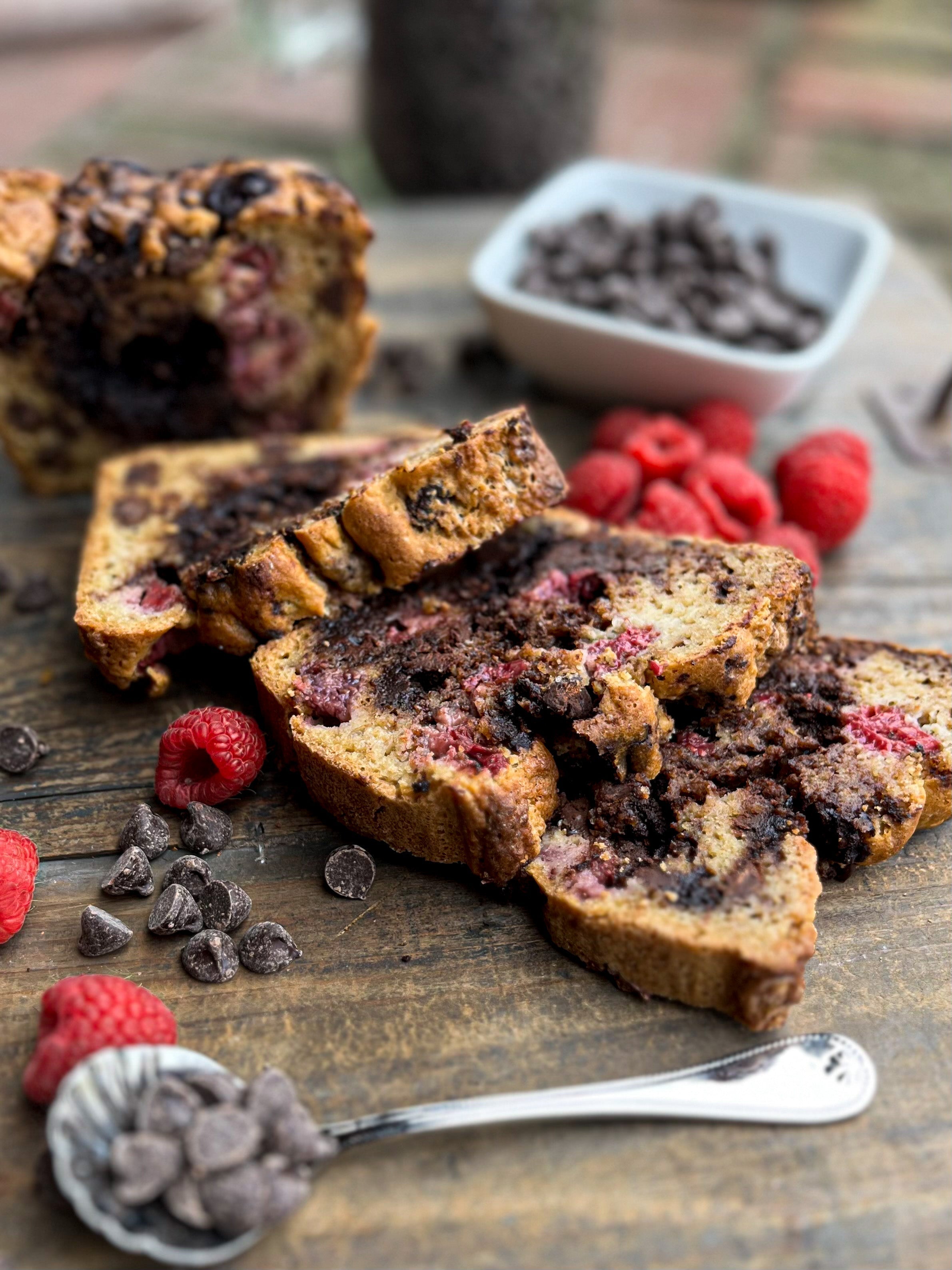 Chocolate Raspberry Loaf Paleo, GF