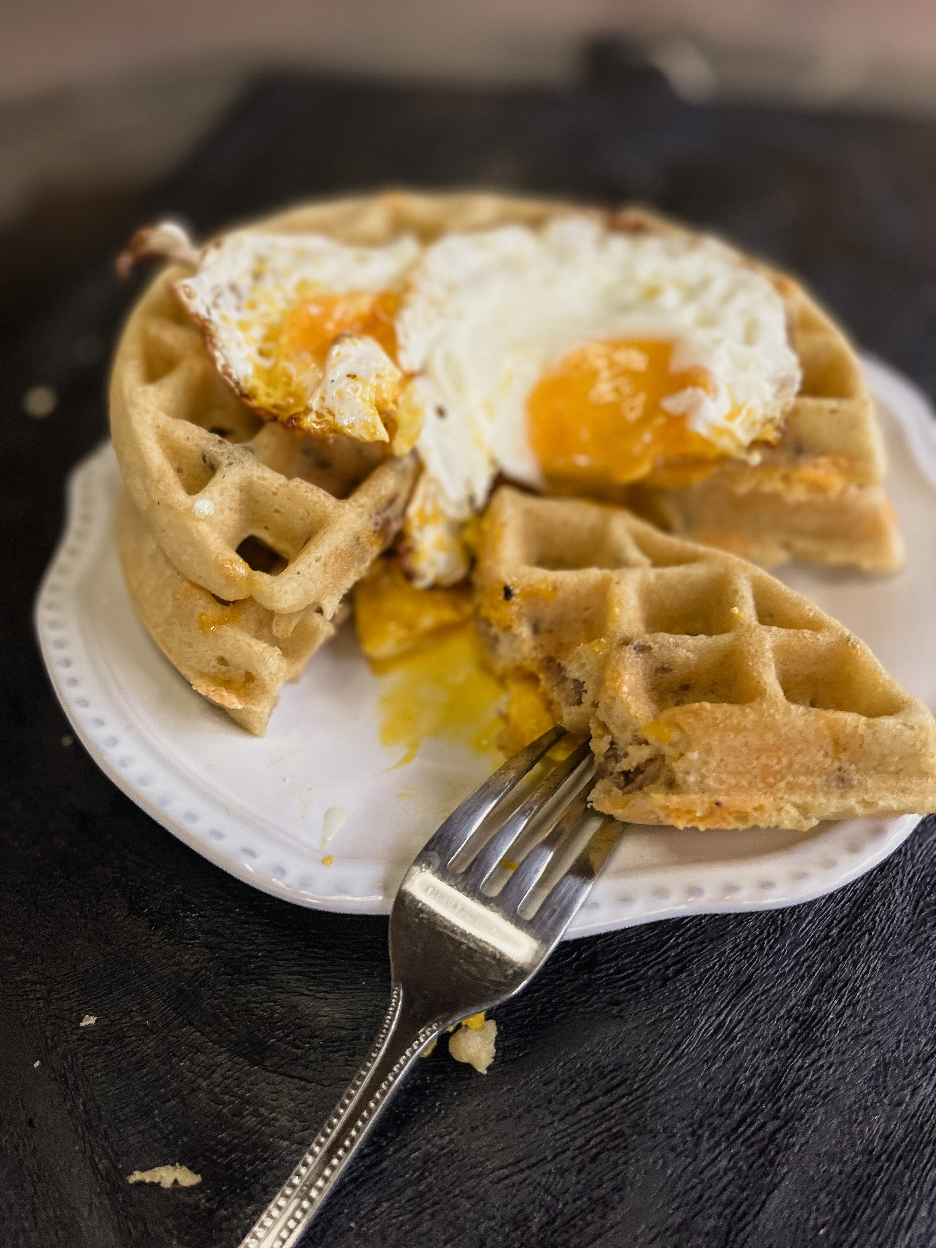 Sausage & Cheese Waffles, GF, DF, Keto