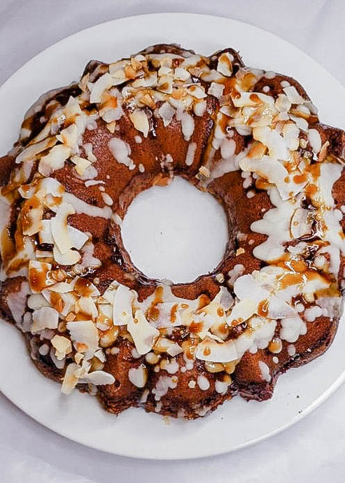 Coconut Spice Cake with Caramel Drizzle