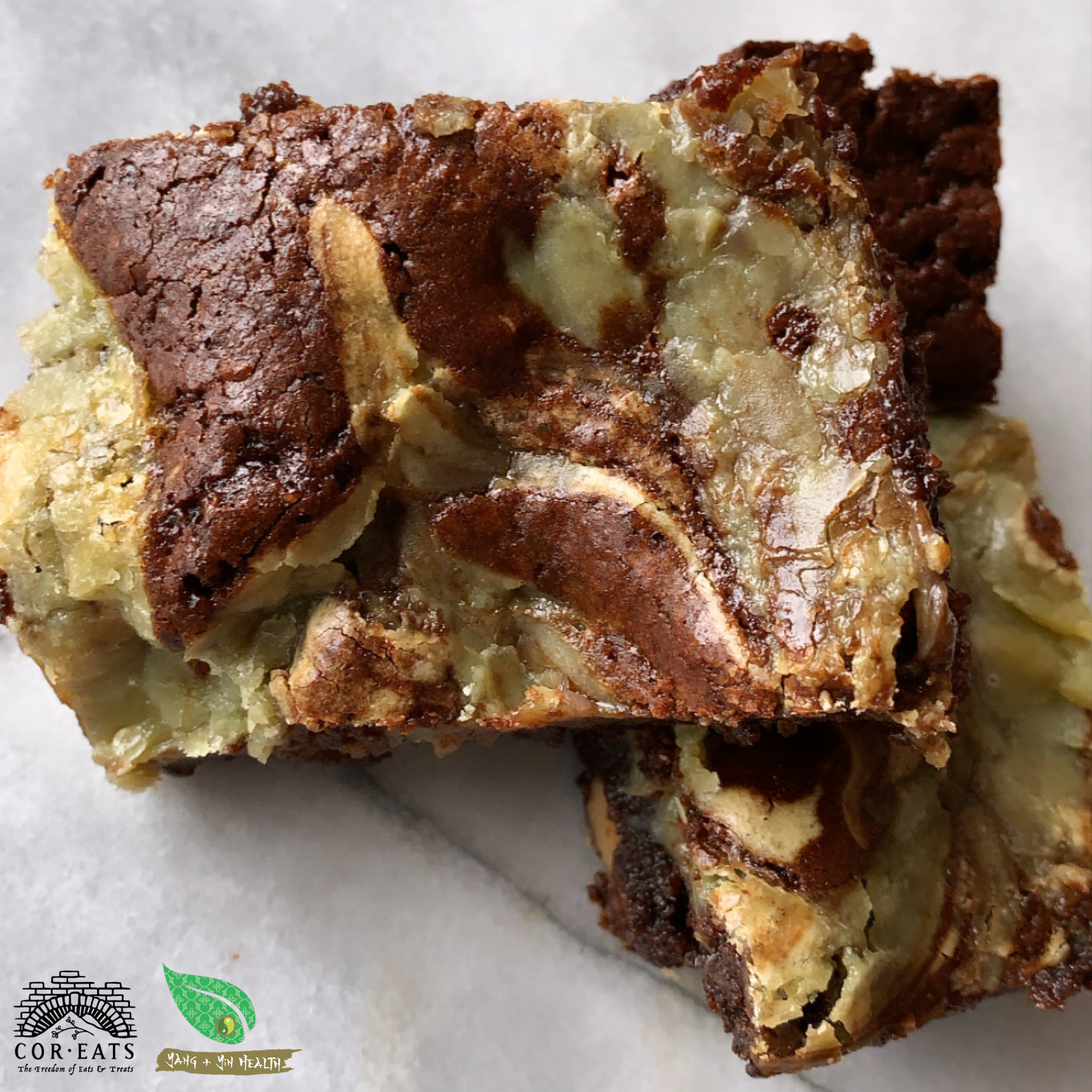 Paleo, Grain free, Gluten free, Cheesecake & Matcha Brownies 